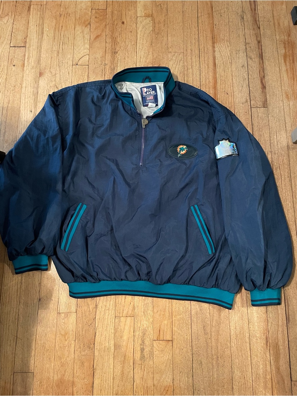 Pro Player Navy and Teal Pullover Windbreaker